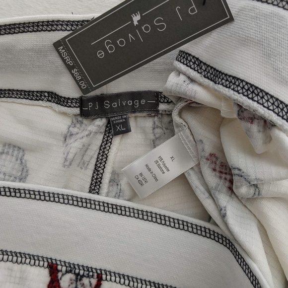 PJ Salvage Frenchie Print Textured Fleece Winter Theme Lounge Pants Ivory XL NWT - Picture 14 of 15